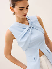 Linen & Cotton Pleated Sleeveless Vest