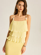 Beaded Strap Tiered Pleated Cami Top