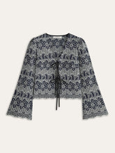 Embroidered Blouse with Tie-Front