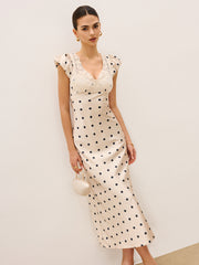 Lace Trim Polka Dot Dress