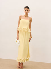 Pleated Layered Ruffle Skirt Set