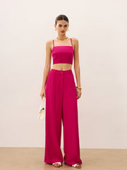 Tie-Back Top and Wide-Leg Pants Set