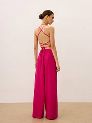 Tie-Back Top and Wide-Leg Pants Set