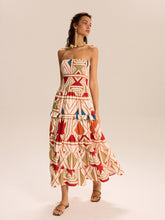 Color-Block Strapless Tiered Maxi Dress