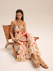 Color-Block Strapless Tiered Maxi Dress