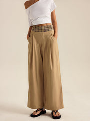 Pocketed Gingham Wide-Leg Pants