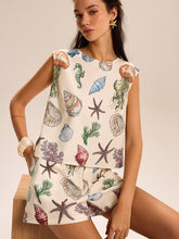 Seashell Print Sleeveless Top and Shorts Set