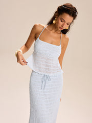 Textured Halter Crop Top and Skirt Set