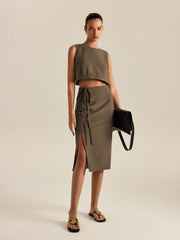 Side-Tie Slit Skirt