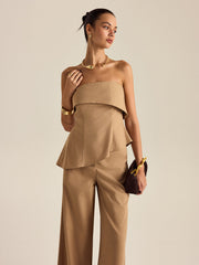 Asymmetrical Strapless Pants Set