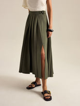 Pleated Midi Skirt with Side Slit