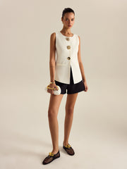 Metal Decor Sleeveless Vest