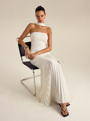 Halterneck Pleated Maxi Dress