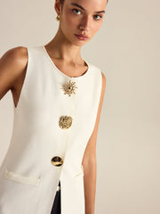 Metal Decor Sleeveless Vest