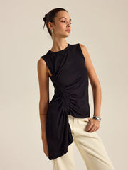 Asymmetrical Ruched Tank Top