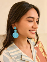 Triple Circle Raffia Drop Earrings