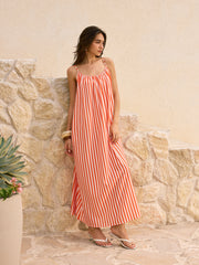 Striped Backless Maxi Dress