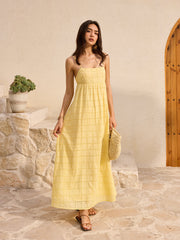 Eyelet Backless Maxi Dress