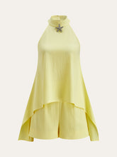 Halter Neck Asymmetric Hem Shorts Set