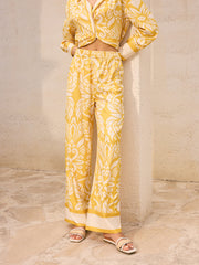 Patterned Mid-Waisted Wide-Leg Pants