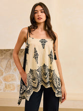 Bohe Print Tassel Tie-Back Tank Top