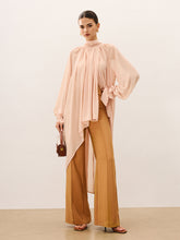 Ruffled Oversized Semi-Sheer Chiffon Blouse