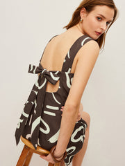 Abstract Print Back Tie Dress