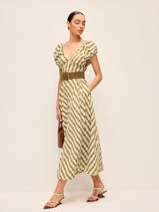 Sweetheart Neck Puff Sleeve Plaid Dress Without Belt