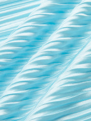 Semi-Sheer Belted Pleated Long-Sleeve Midi Dress