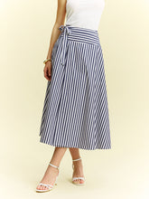 Striped Wrap-Around Midi Skirt