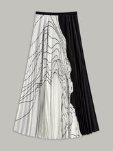 Pleated Abstract Print Skirt