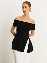 Off-Shoulder Knit Top with Slit