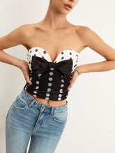 Polka Dot Bow Strapless Top