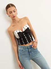 Polka Dot Bow Strapless Top