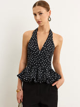 Polka Dot Halter Peplum Top