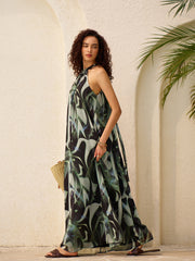 Flowy Abstract Halter Dress