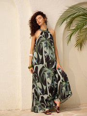 Flowy Abstract Halter Dress