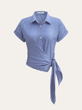 Striped Asymmetric Draped Blouse