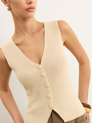 Knit Button-Front Vest