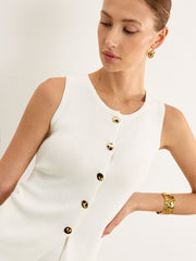 Sleeveless Button-Front Knit Skirt Set