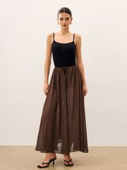 Cape-Style Semi Sheer Chiffon Blouse With Tie Detail