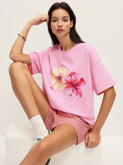 Cotton Floral Graphic Oversized T-Shirt