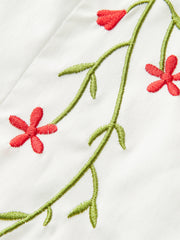 Embroidered Floral Mini Dress with Front Buttons