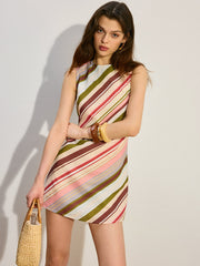 Striped Backless Tie-Back Dress