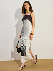 Striped Maxi Dress with Side Slit