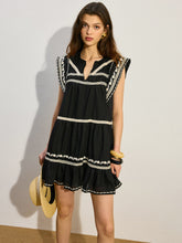 Embroidered Mini Dress with Ruffle Hem