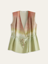 Sleeveless V-Neck Gradient Top With Tie-Waist Detail