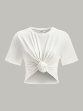 Cropped Knot-Front T-Shirt