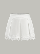 Lace Trim Mid-Waist Shorts