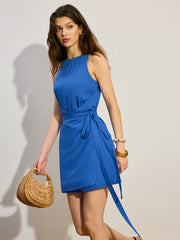 Sleeveless Wrap-Style Mini Dress